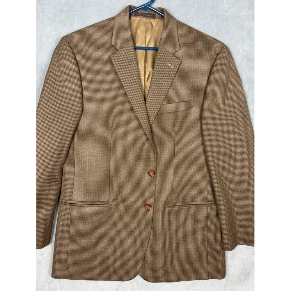 Lauren Ralph Lauren Mens 42R Blazer Brown Micro Houndstooth Sport Coat 2-Button